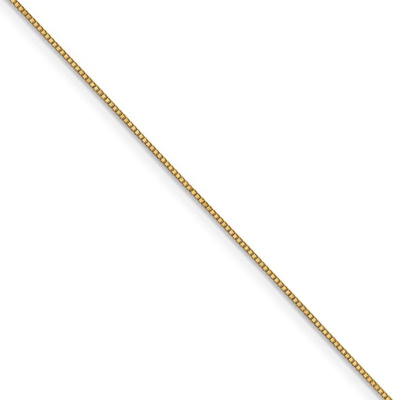0.7mm, 14k Yellow Gold, Solid Box Chain Necklace, 26 Inch